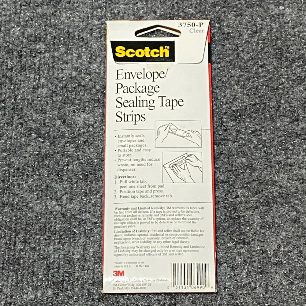VTG Scotch 3750-P Envelope Package Sealing Tape Strips 2x6 Clear 3 Packs 146 TTL